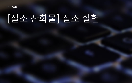 [질소 산화물] 질소 실험