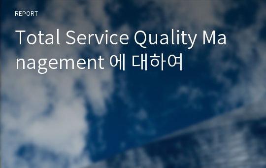 Total Service Quality Management 에 대하여