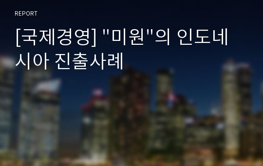 [국제경영] &quot;미원&quot;의 인도네시아 진출사례