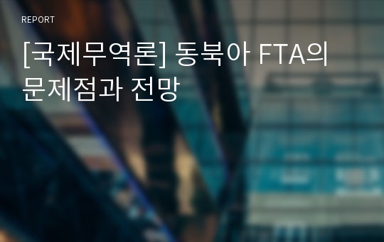 [국제무역론] 동북아 FTA의 문제점과 전망