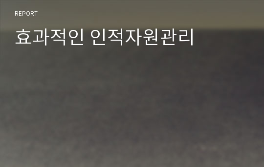 효과적인 인적자원관리