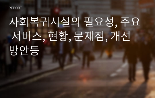 사회복귀시설의 필요성, 주요 서비스, 현황, 문제점, 개선방안등