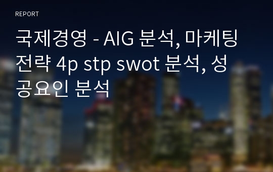 국제경영 - AIG 분석, 마케팅전략 4p stp swot 분석, 성공요인 분석