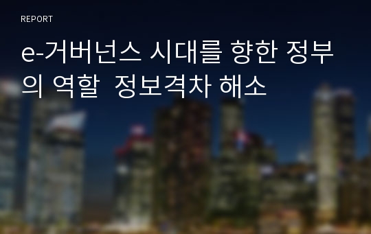 e-거버넌스 시대를 향한 정부의 역할  정보격차 해소