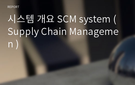 시스템 개요 SCM system ( Supply Chain Managemen )