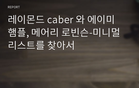 레이몬드 caber 와 에이미 햄플, 메어리 로빈슨-미니멀리스트를 찾아서