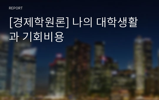 [경제학원론] 나의 대학생활과 기회비용