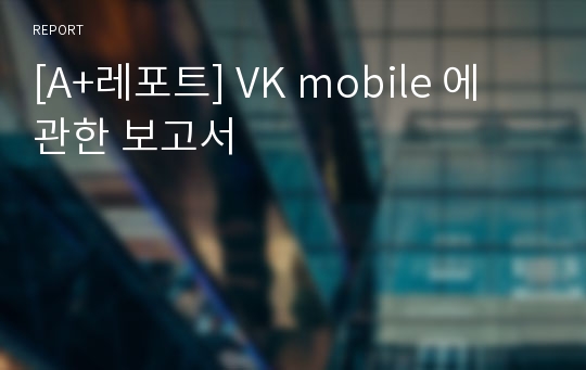 [A+레포트] VK mobile 에 관한 보고서