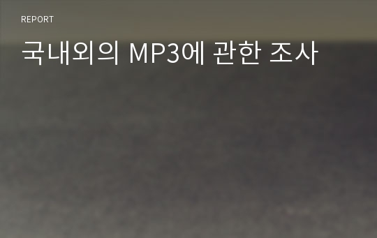 국내외의 MP3에 관한 조사