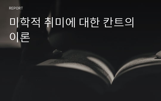 미학적 취미에 대한 칸트의 이론