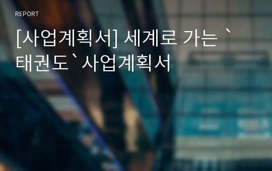 [사업계획서] 세계로 가는 `태권도`사업계획서