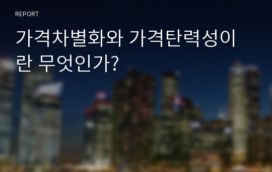 가격차별화와 가격탄력성이란 무엇인가?