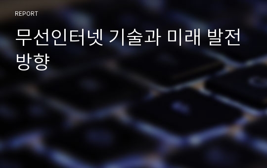 무선인터넷 기술과 미래 발전방향