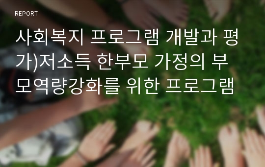 사회복지 프로그램 개발과 평가)저소득 한부모 가정의 부모역량강화를 위한 프로그램