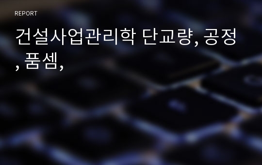 건설사업관리학 단교량, 공정, 품셈,