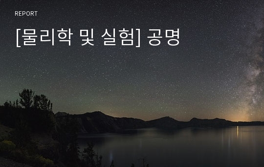 [물리학 및 실험] 공명