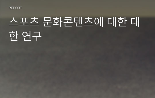 스포츠 문화콘텐츠에 대한 대한 연구