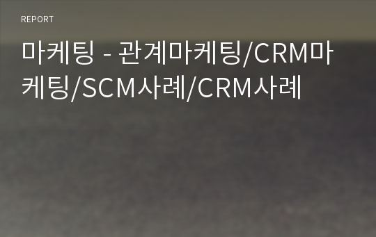 마케팅 - 관계마케팅/CRM마케팅/SCM사례/CRM사례