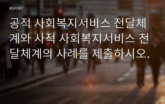 공적 사회복지서비스 전달체계와 사적 사회복지서비스 전달체계의 사례를 제출하시오.