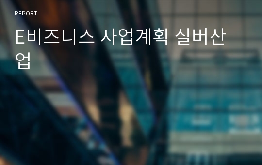 E비즈니스 사업계획 실버산업