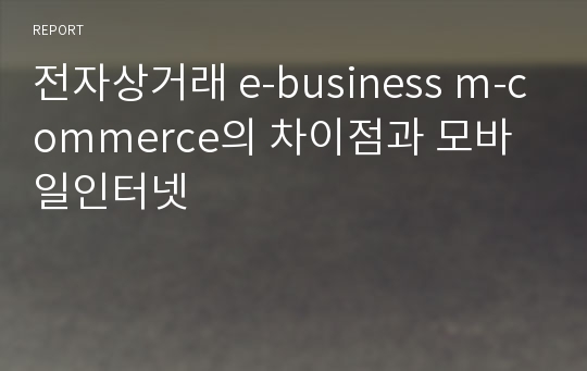 전자상거래 e-business m-commerce의 차이점과 모바일인터넷