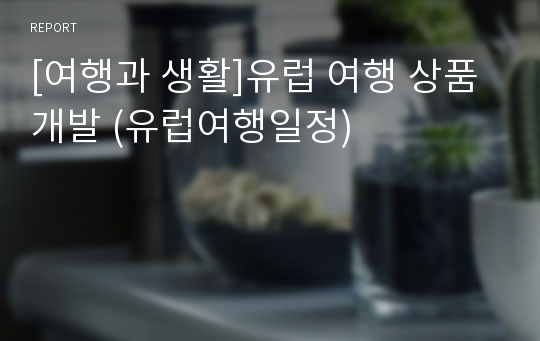 [여행과 생활]유럽 여행 상품 개발 (유럽여행일정)