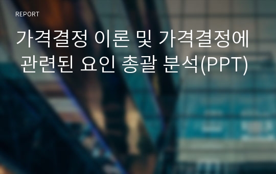 가격결정 이론 및 가격결정에 관련된 요인 총괄 분석(PPT)