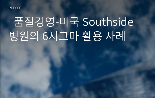   품질경영-미국 Southside병원의 6시그마 활용 사례