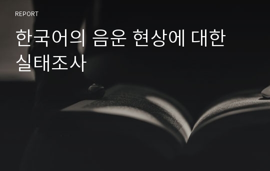 한국어의 음운 현상에 대한 실태조사