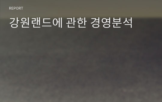 강원랜드에 관한 경영분석