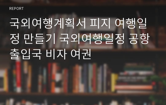 국외여행계획서 피지 여행일정 만들기 국외여행일정 공항출입국 비자 여권