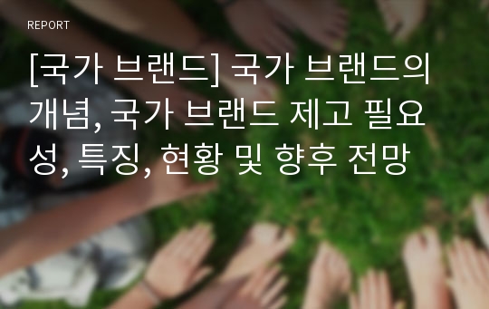 [국가 브랜드] 국가 브랜드의 개념, 국가 브랜드 제고 필요성, 특징, 현황 및 향후 전망