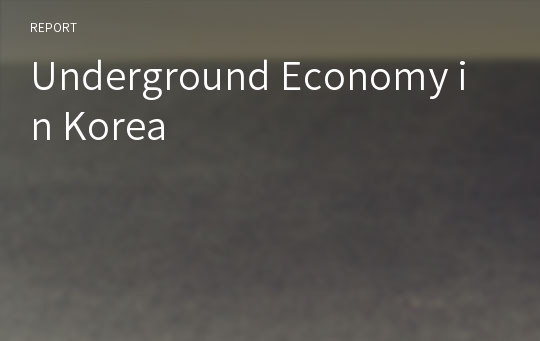 Underground Economy in Korea