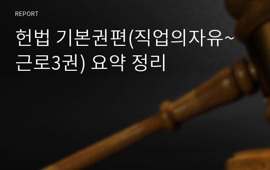 헌법 기본권편(직업의자유~근로3권) 요약 정리