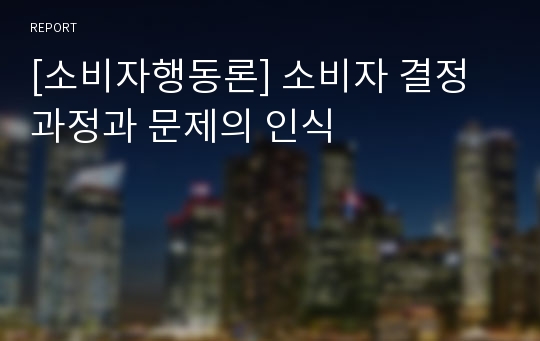 [소비자행동론] 소비자 결정과정과 문제의 인식