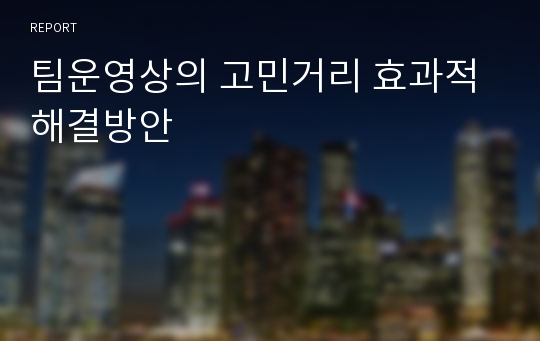 팀운영상의 고민거리 효과적 해결방안