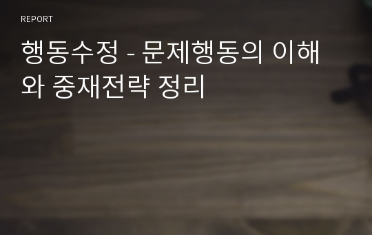 행동수정 - 문제행동의 이해와 중재전략 정리