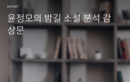 윤정모의 밤길 소설 분석 감상문