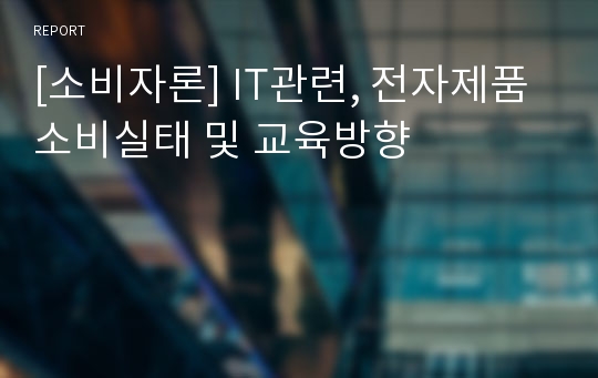 [소비자론] IT관련, 전자제품 소비실태 및 교육방향