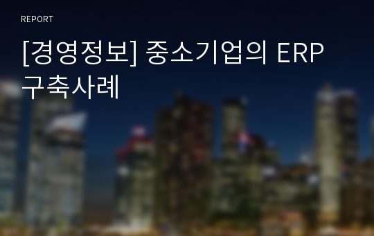 [경영정보] 중소기업의 ERP구축사례