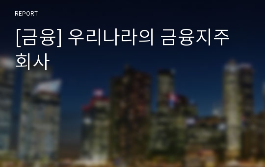 [금융] 우리나라의 금융지주회사