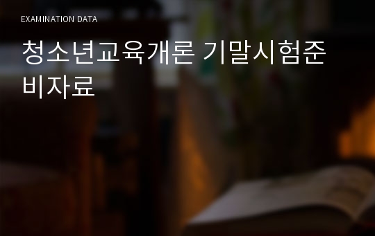 청소년교육개론 기말시험준비자료