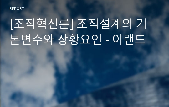 [조직혁신론] 조직설계의 기본변수와 상황요인 - 이랜드