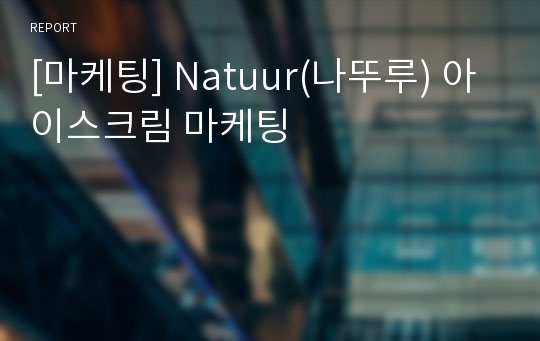 [마케팅] Natuur(나뚜루) 아이스크림 마케팅