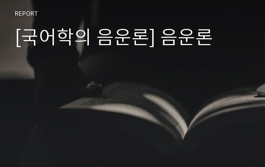 [국어학의 음운론] 음운론