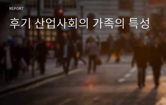 후기 산업사회의 가족의 특성