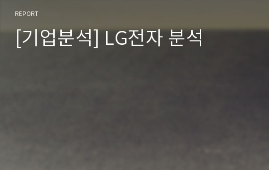 [기업분석] LG전자 분석