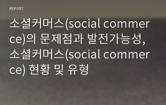 소셜커머스(social commerce)의 문제점과 발전가능성, 소셜커머스(social commerce) 현황 및 유형