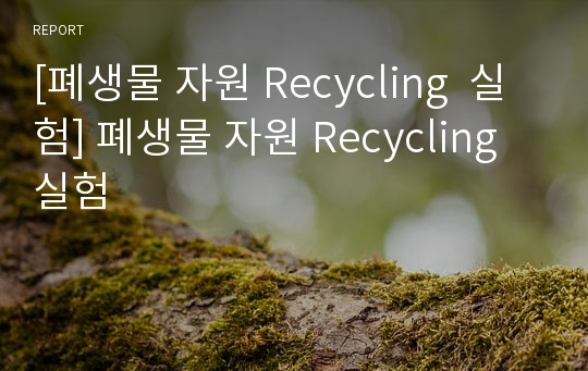 [폐생물 자원 Recycling  실험] 폐생물 자원 Recycling  실험