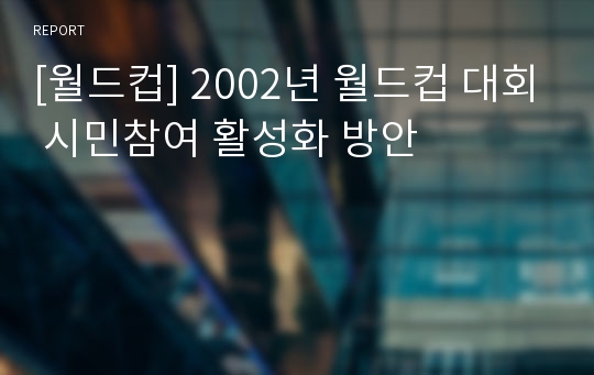 [월드컵] 2002년 월드컵 대회 시민참여 활성화 방안